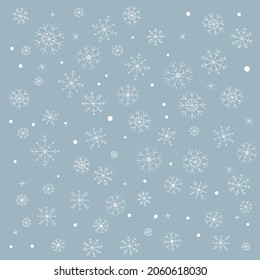 Snowflakes - pattern for the New Year holiday. The texture of winter patterns for the design of fabrics, wallpapers and packaging.