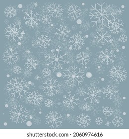 Snowflakes - pattern for the New Year holiday. The texture of winter patterns for the design of fabrics, wallpapers and packaging.