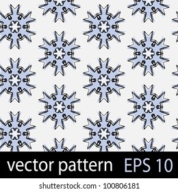 Snowflakes pattern on white backdrop. Seamless vector background