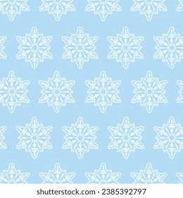 Snowflakes pattern. Seamless pattern with the image of white snowflakes on a blue background. Winter Christmas pattern. Vector illustration