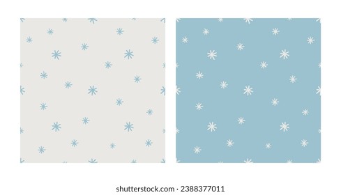 Snowflakes pattern set. Festive ornament in retro style. Christmas simple seamless abstract texture