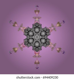 Snowflakes pattern. Snowflake colorful pattern. Flat design with abstract snowflakes isolated on colors background. Vector snowflakes background. Vector illustration.