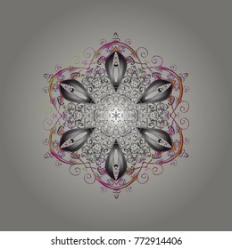 Snowflakes pattern. Snowflake colorful pattern. Flat design with abstract snowflakes isolated on colors background. Vector snowflakes background. Vector illustration.