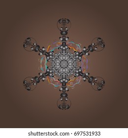 Snowflakes pattern. Snowflake colorful pattern. Vector illustration. Flat design with abstract snowflakes isolated on colors background. Vector snowflakes background.