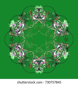 Snowflakes pattern. Snowflake colorful pattern. Vector illustration. Flat design with abstract snowflakes isolated on colors background. Vector snowflakes background.