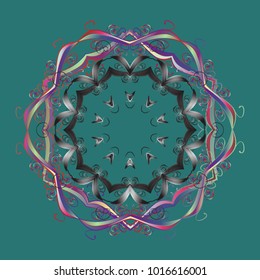 Snowflakes pattern. Snowflake ornamental pattern. Snowflakes background. Vector illustration. Flat design of snowflakes isolated on colorful background.