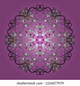 Snowflakes pattern. Snowflake ornamental pattern. Snowflakes background. Vector illustration. Flat design with abstract snowflakes isolated on background.