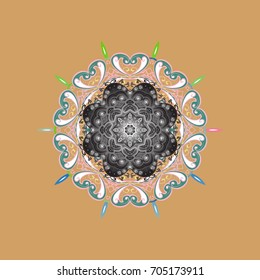 Snowflakes pattern. Snowflake ornamental pattern. Snowflakes background. Vector illustration. Flat design with abstract snowflakes isolated on colorful background.