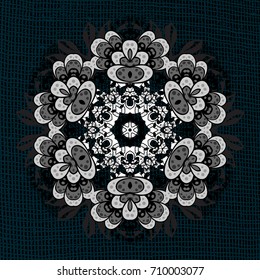 Snowflakes pattern. Snowflake ornamental pattern. Snowflakes background. Vector illustration. Flat design of snowflakes isolated on colorful background.