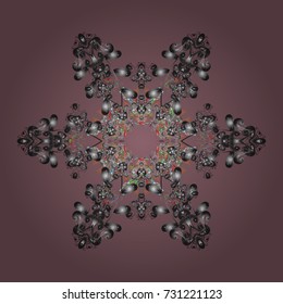 Snowflakes pattern. Snowflake ornamental pattern. Snowflakes background. Vector illustration. Flat design of snowflakes isolated on colorful background.