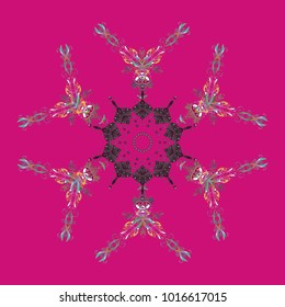 Snowflakes pattern. Snowflake ornamental pattern. Flat design with abstract snowflakes isolated on background. Snowflakes background. Vector illustration.