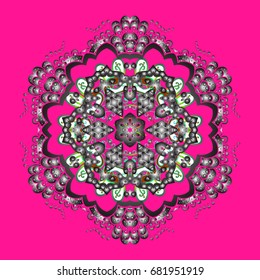 Snowflakes pattern. Snowflake ornamental pattern. Flat design of snowflakes isolated on colorful background. Snowflakes background. Vector illustration.