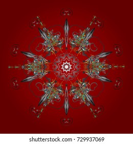 Snowflakes pattern. Snowflake ornamental pattern. Flat design of snowflakes isolated on colorful background. Snowflakes background. Vector illustration.