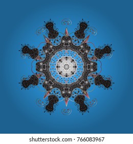 Snowflakes pattern. Snowflake ornamental pattern. Flat design with abstract snowflakes isolated on background. Snowflakes background. Vector illustration.