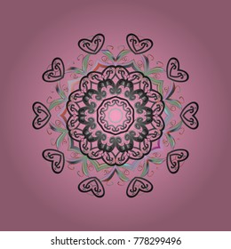 Snowflakes pattern. Snowflake ornamental pattern. Flat design of snowflakes isolated on colorful background. Snowflakes background. Vector illustration.