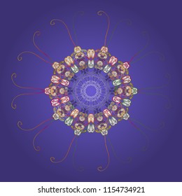 Snowflakes pattern. Snowflake ornamental pattern. Vector illustration. Flat design with abstract snowflakes isolated on background. Snowflakes background.