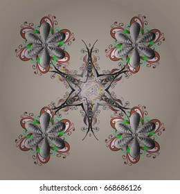 Snowflakes pattern. Vector christmas abstract design on colorfil background with falling snowflakes.