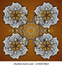 Snowflakes pattern. Vector christmas abstract design on brown background with falling snowflakes.