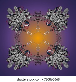 Snowflakes pattern. Vector illustration. Snowflakes background. Flat design with abstract snowflakes isolated on colored background. Snowflake ornamental pattern.