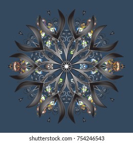 Snowflakes pattern. Vector illustration. Vector snowflakes background. Flat design with abstract snowflakes isolated on colors background. Snowflake colorful pattern.