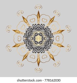 Snowflakes pattern. Vector illustration. Snowflakes background. Flat design of snowflakes isolated on colorful background. Snowflake ornamental pattern.