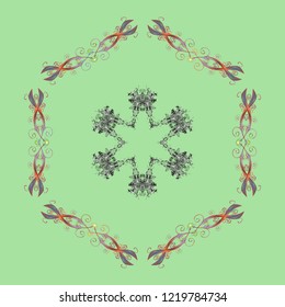 Snowflakes pattern. Vector illustration. Snowflake colorful pattern. Vector snowflakes background. Flat design with abstract snowflakes isolated on colors background.