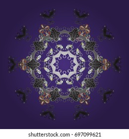 Snowflakes pattern. Vector illustration. Snowflake colorful pattern. Vector snowflakes background. Flat design with abstract snowflakes isolated on colors background.