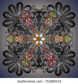 Snowflakes pattern. Vector illustration. Snowflake ornamental pattern. Flat design of snowflakes isolated on colorful background.