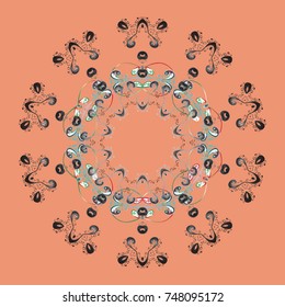 Snowflakes pattern. Vector illustration. Snowflake ornamental pattern. Snowflakes background. Flat design with abstract snowflakes isolated on background.
