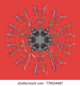 Snowflakes pattern. Vector illustration. Snowflake ornamental pattern. Snowflakes background. Flat design of snowflakes isolated on colorful background.