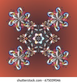 Snowflakes pattern. Vector ornamental pattern with snowflakes on colorful background.