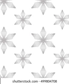 Snowflakes pattern vector, repeating linear petal of flower, monochrome stylish