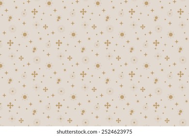 Snowflakes pattern, winter, golden snowflake on beige background, vector, illustration, print for greeting cards, letters