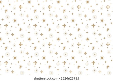 Snowflakes pattern, winter, golden snowflake on white background, vector, illustration, print for greeting cards, letters