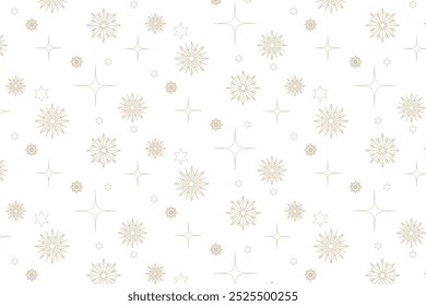 Snowflakes pattern, winter, golden snowflake on red background, vector, illustration, print for greeting cards, letters