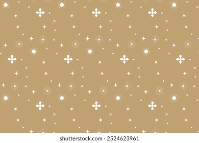 Schneeflocken-Muster, Winter, weiße Schneeflocke auf goldenem Hintergrund, Vektorgrafik, Illustration, Druck für Grußkarten, Briefe