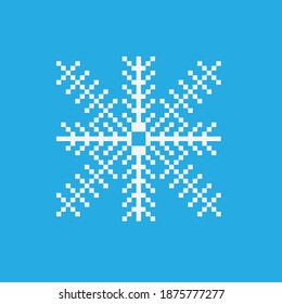 Snowflakes pixel art. Vector illustration. Merry Christmas.