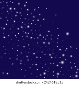 Schneeflocken PNG Hintergrund. In: Winter Vector Abstract Overlay. Weiße Schneeflocken fallen. Schneeverwehungen mit kosmischem Staub. Galaxy Dots mit Bokeh. Isolierter Neujahrsfilter. Realistische gefrorene Textur.