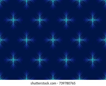 Snowflakes pop art style seamless pattern. Dotted. Christmas background. Vector illustration