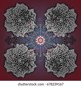 Snowflakes radial background. Isolated nice snowflakes on colorful background.Vector illustration.