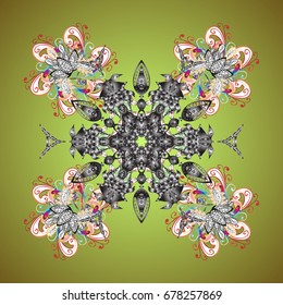 Snowflakes radial background. Isolated nice snowflakes on colorful background.Vector illustration.