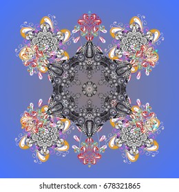 Snowflakes radial background. Isolated nice snowflakes on colorful background.Vector illustration.