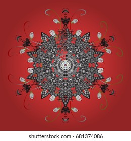 Snowflakes radial background. Isolated nice snowflakes on colorful background.Vector illustration.