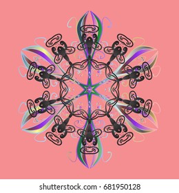 Snowflakes radial background. Isolated nice snowflakes on colorful background.Vector illustration.