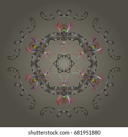 Snowflakes radial background. Isolated nice snowflakes on colorful background.Vector illustration.