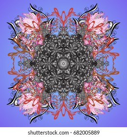Snowflakes radial background. Isolated nice snowflakes on colorful background.Vector illustration.