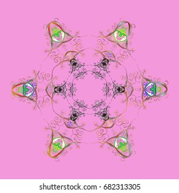 Snowflakes radial background. Isolated nice snowflakes on colorful background.Vector illustration.