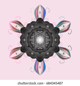 Snowflakes radial background. Isolated nice snowflakes on colorful background.Vector illustration.