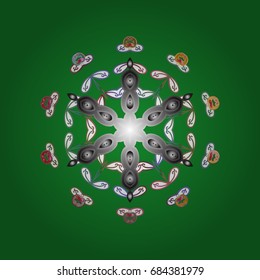 Snowflakes radial background. Isolated nice snowflakes on colorful background.Vector illustration.