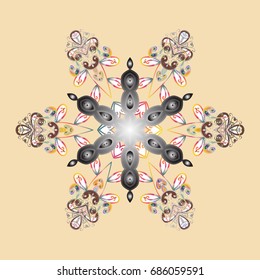 Snowflakes radial background. Isolated nice snowflakes on colorful background.Vector illustration.